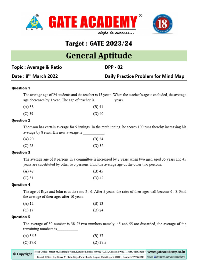 General Aptitude DDP02 - 08-03-22 | PDF | Teaching Methods & Materials