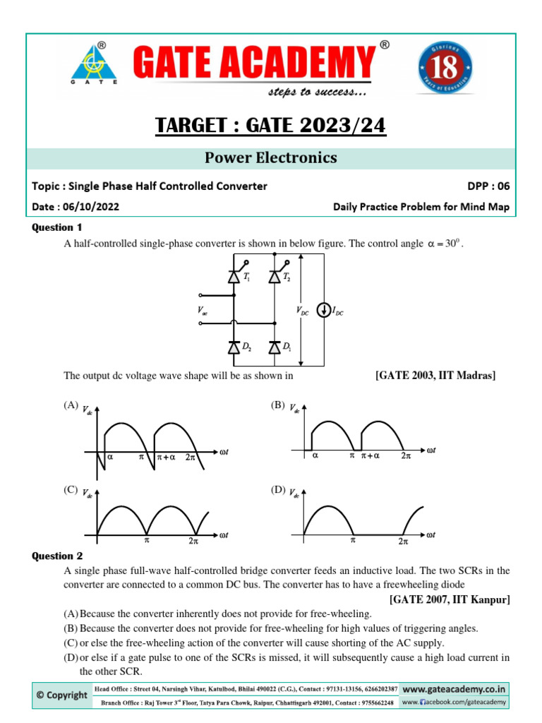 Single Phase Half Controlled Converter DPP | PDF | Rectifier | Power ...