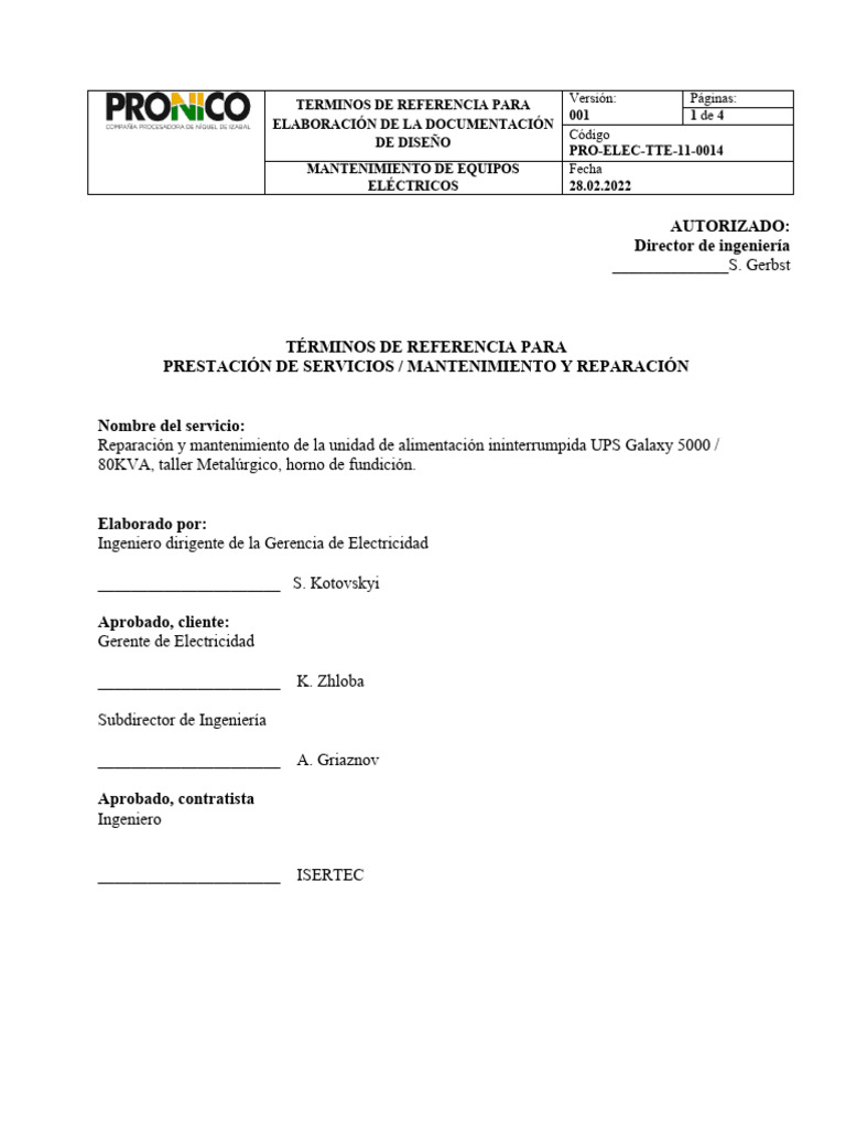 Mantenimiento UPS Galaxy 5000 en ISERTEC | PDF