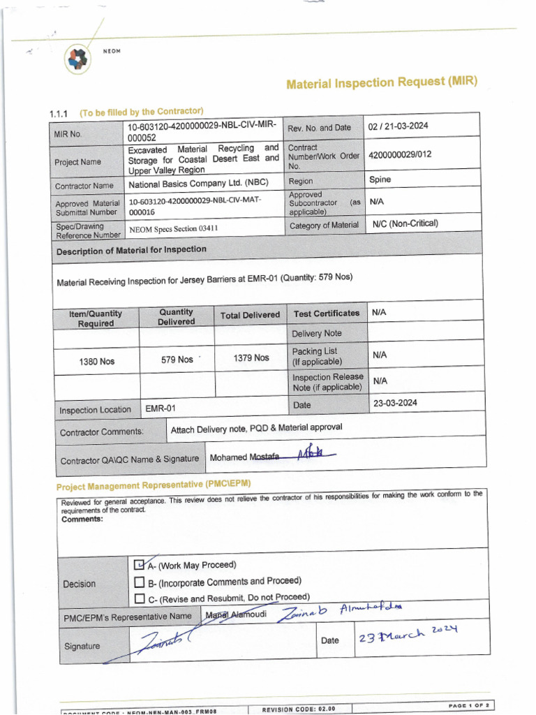 10-603120-4200000029-NBL-CIV-MIR-000052 Rev.2 | PDF