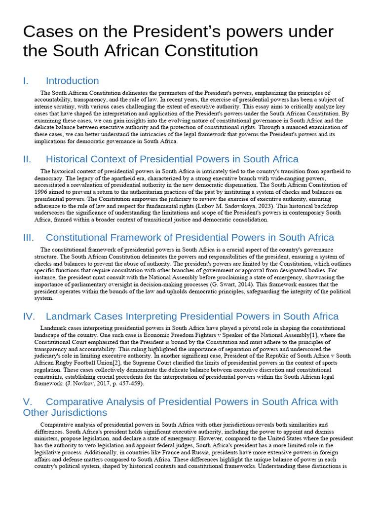 South African Presidential Powers Cases | PDF | Separation Of Powers ...