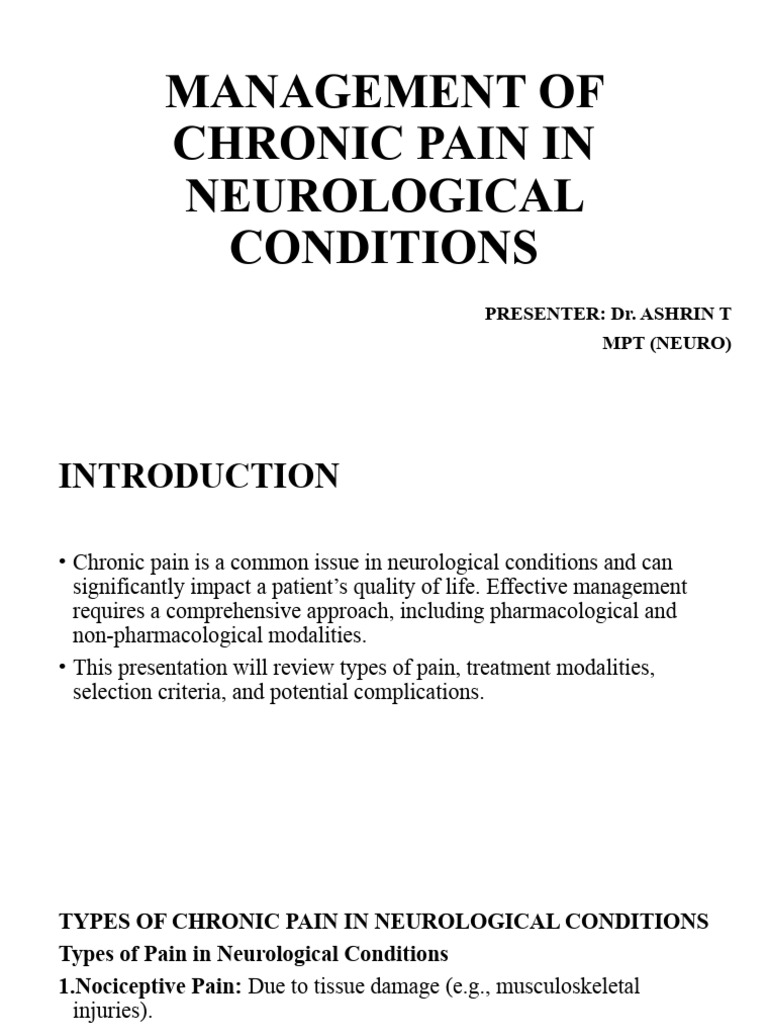 Chronic Pain Management in Neurology | PDF | Pain | Pain Management
