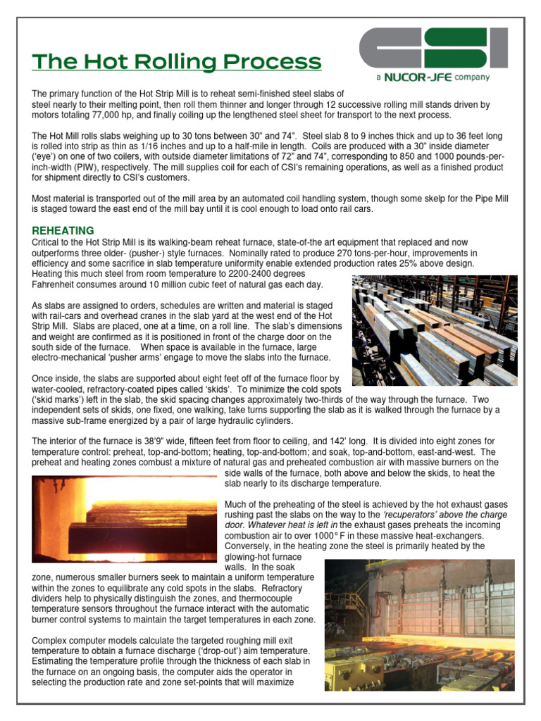 Hot Strip Mill Process Overview | PDF | Rolling (Metalworking) | Sheet ...