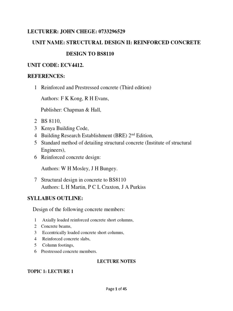 Structural Design II: Concrete Columns | PDF | Deformation (Engineering ...