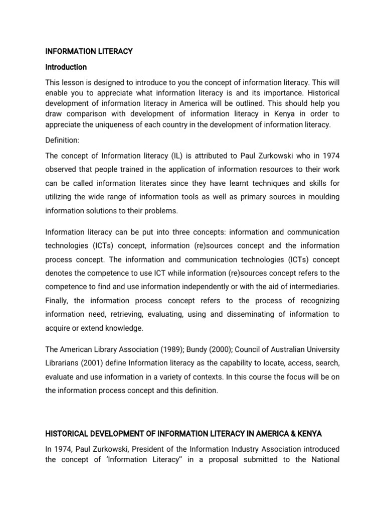 Information Literacy Notes Pdf