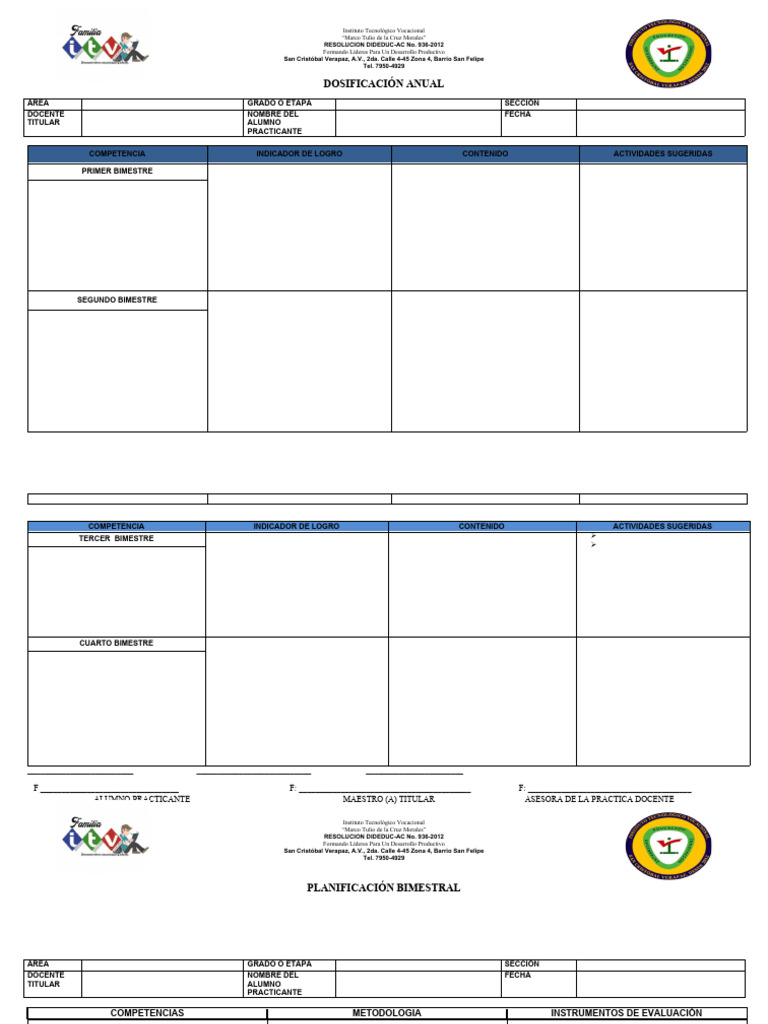 Formatos de Planificacion | PDF
