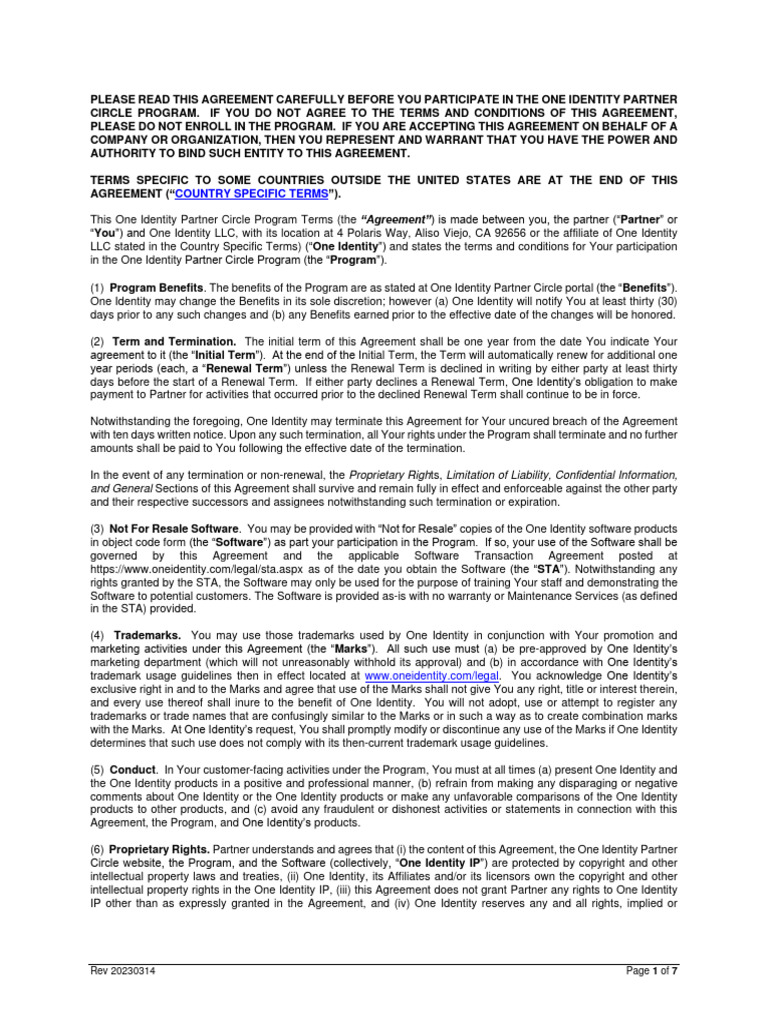 Portal terms global one identity 13 march 2023 pdf legal liability