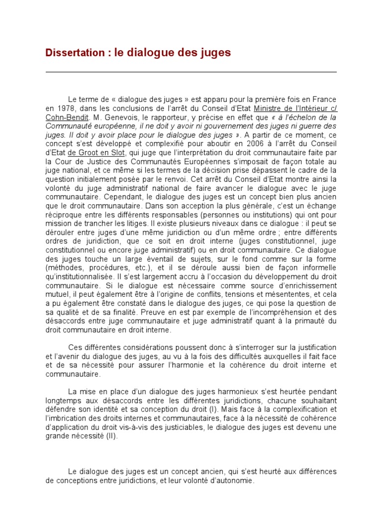 Le Juge Administratif Et Le Droit De L union Européenne Dissertation Le Dialogue Des Juges | PDF | Droit de l'Union européenne | Directive (Union  européenne)