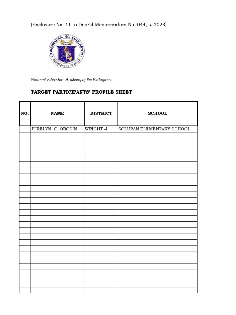 Target Participants Profile | PDF | Career & Growth | Self-Improvement