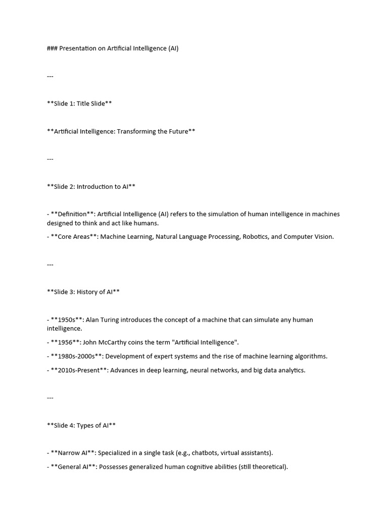 Presentation On Artificial Intelligence | PDF | Artificial Intelligence ...