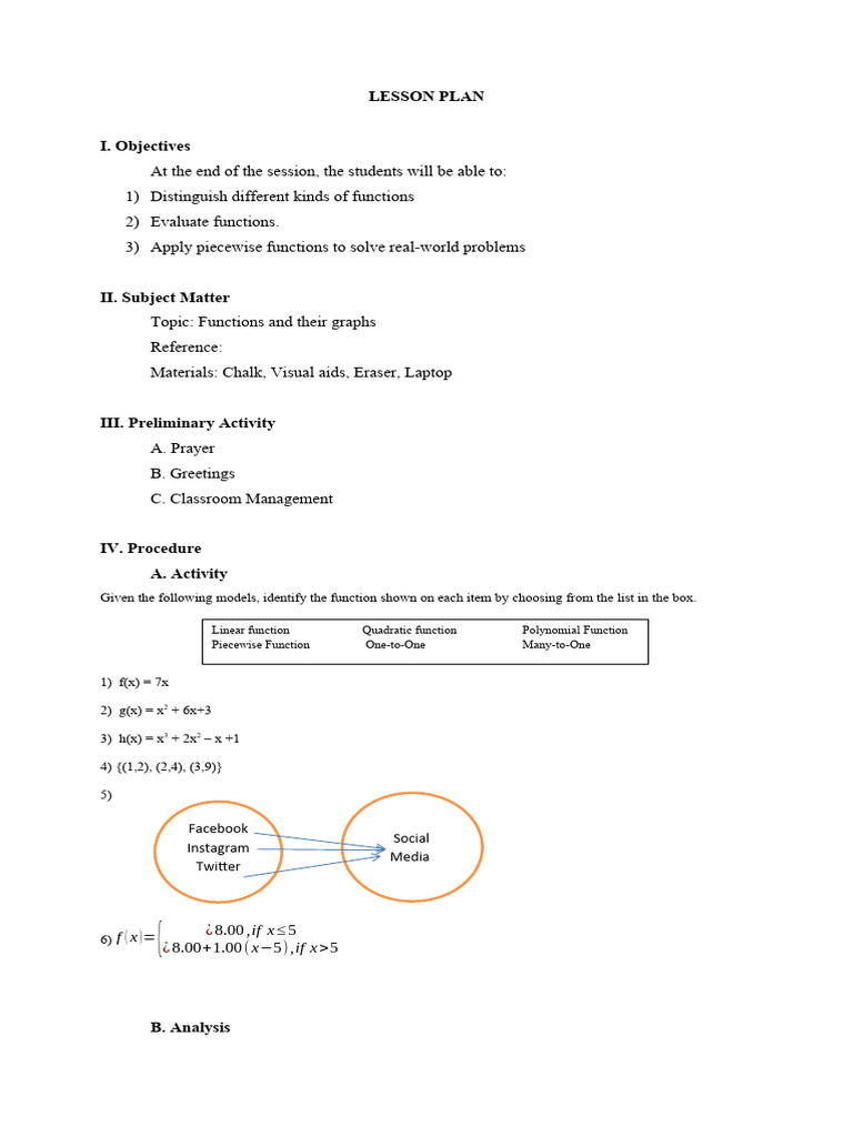 LESSON PLAN For Masteral | PDF | Function (Mathematics) | Mathematics