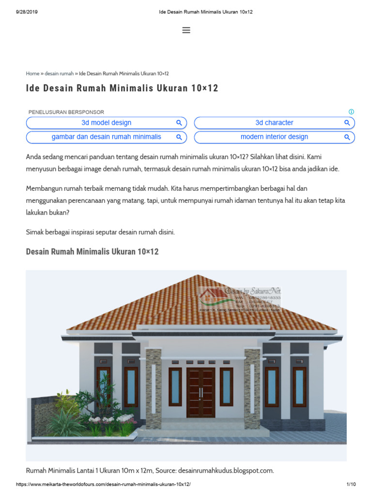 Ide Desain Rumah Minimalis Ukuran 10x12 Pdf