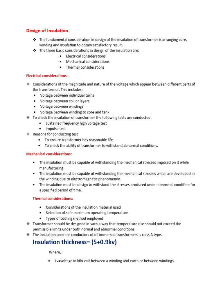 Transformer Insulation Design Overview | PDF | Transformer | Insulator ...