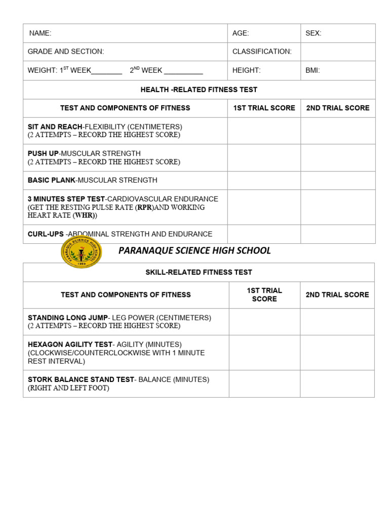 Fitness Assessment Report Template | PDF | Wellness | Science & Mathematics