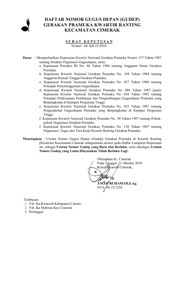 Daftar Nomor Gugus Depan