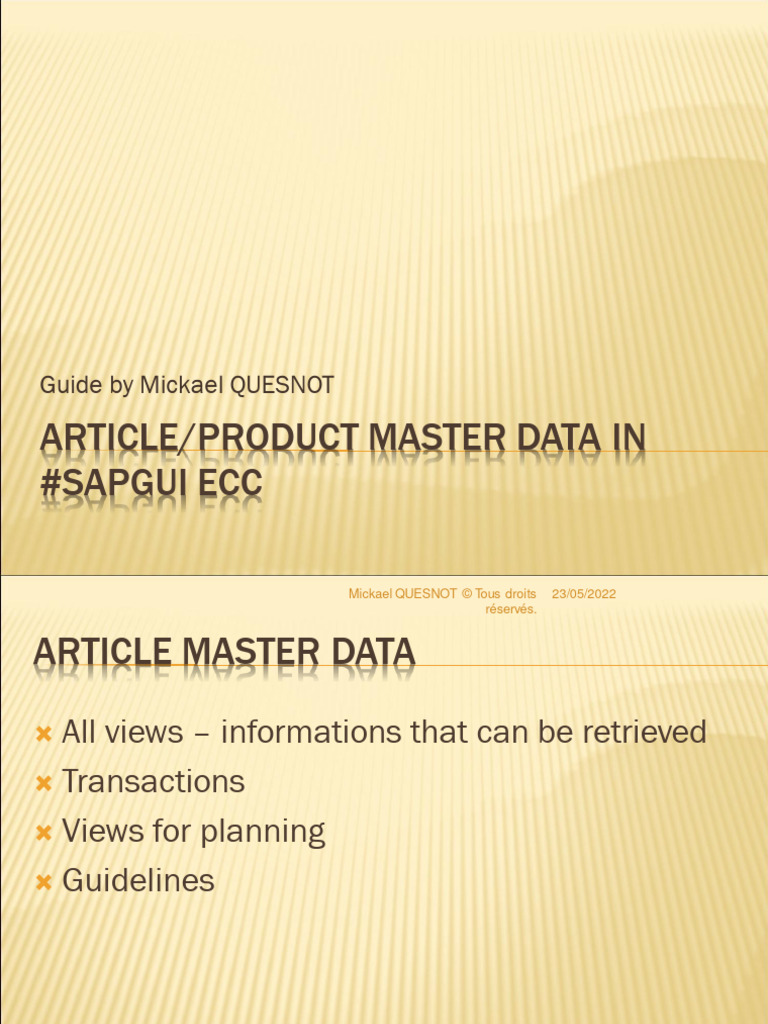 SAP Article Master Data Overview | PDF | Business