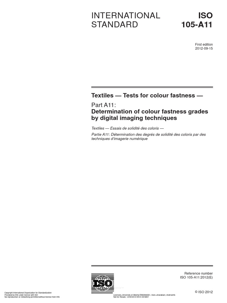 Iso 105-A11-2012-09 | PDF | Camera | International Organization For ...