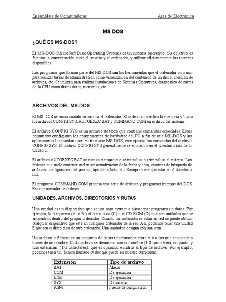 Introducción a MS-DOS y sus comandos | PDF | Dos | Archivo de computadora