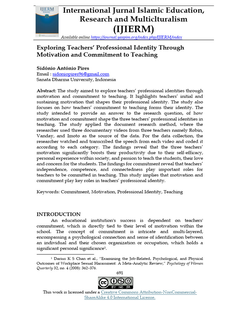 Exploring Teachers Professional Identity Through Motivation 12lijjimhw