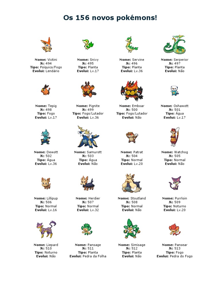 personagens pokémon nomes