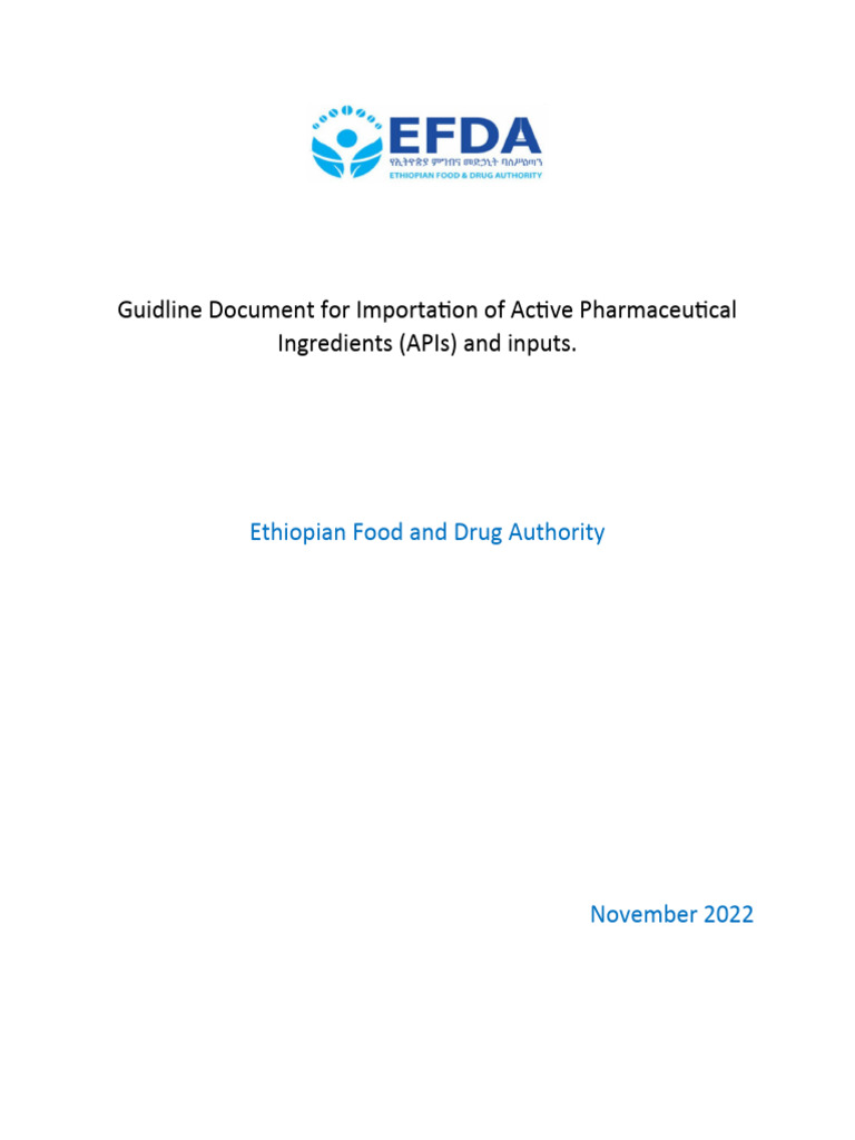 Guidelines for Importing APIs in Ethiopia | PDF | Quality Management ...