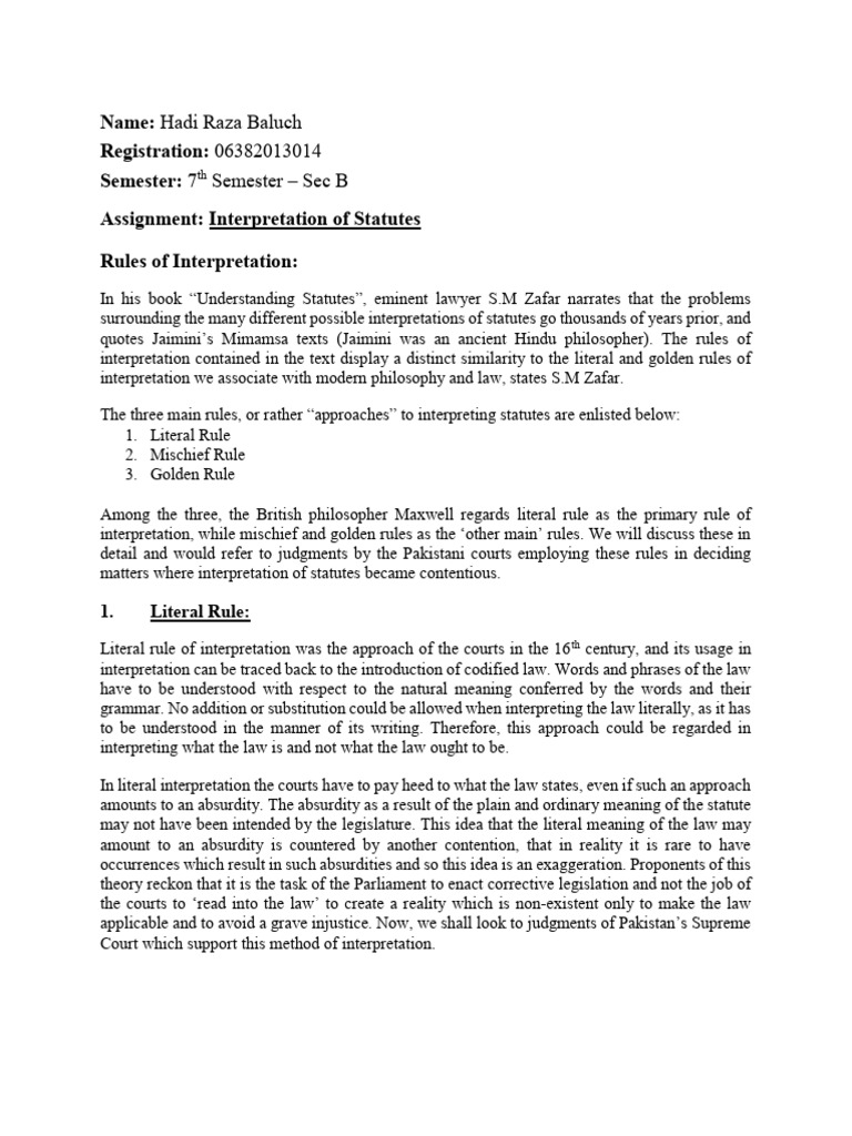 Interpretation of laws principles pdf plain meaning rule common law