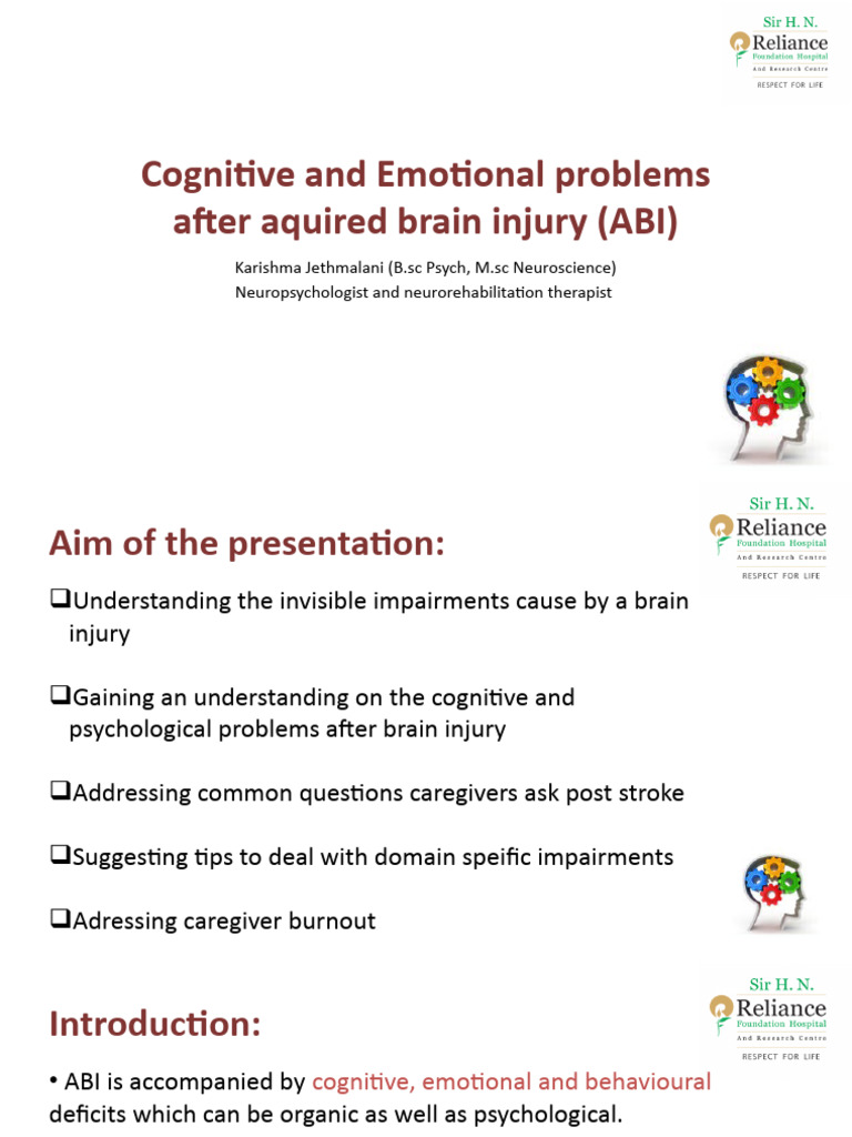 Cognitive and Emotional Problems After Aquired Brain Injury | PDF ...
