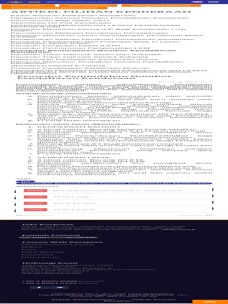 Prosedur Pemindahan Nombor Pendaftaran Kenderaan - Kenderaan - JPJ
