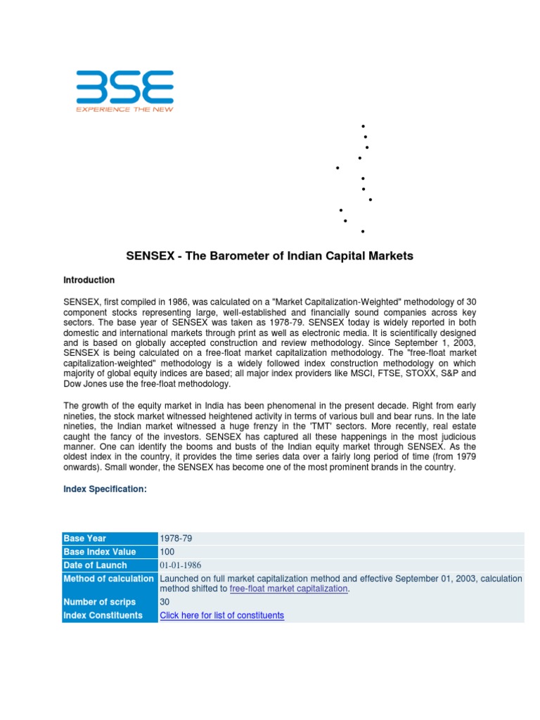 SENSEX The Barometer of Indian Capital Markets PDF Stock Market