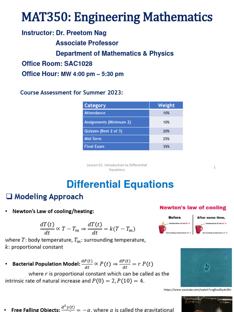 Lecture 01-02 - Introduction To ODE | PDF | Ordinary Differential ...