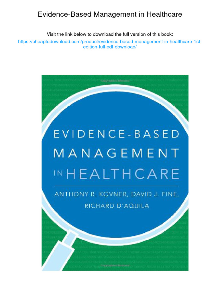 Evidence-Based Management in Healthcare. ISBN 1567933068, 978 ...