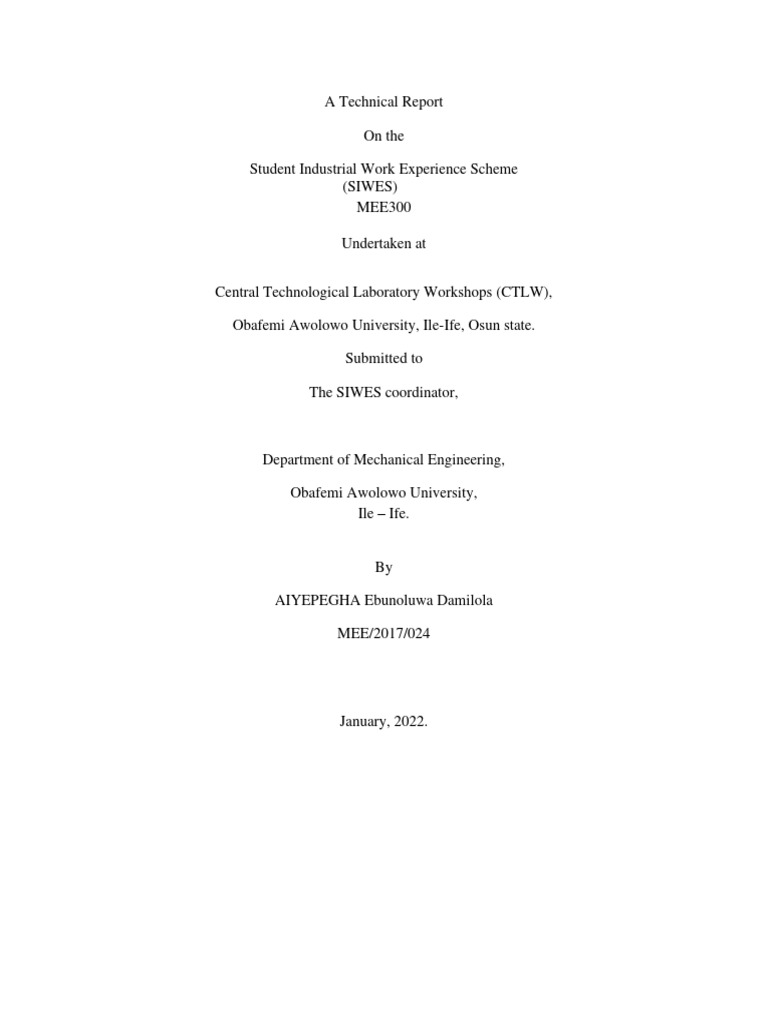 SIWES Report: Experience at CTLW | PDF | Grinding (Abrasive Cutting ...