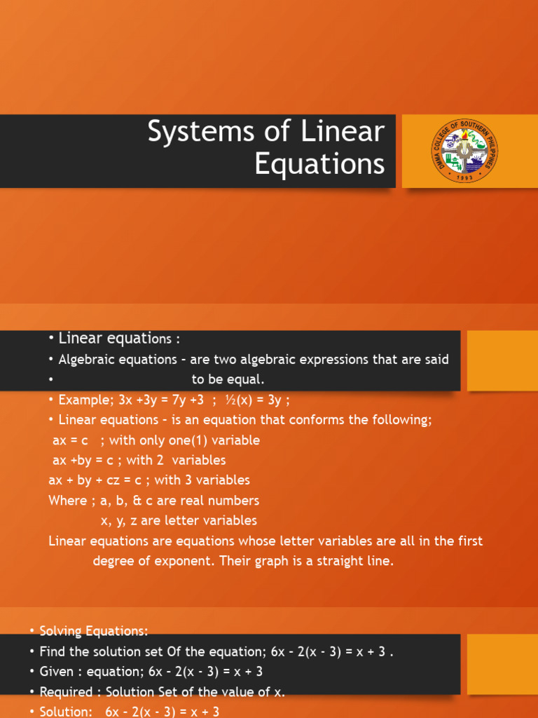System of linear equations pptngec 9 pdf equations system of