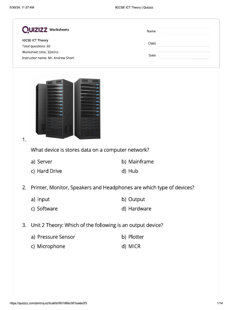 g12 Revision Sheet With Answers | PDF