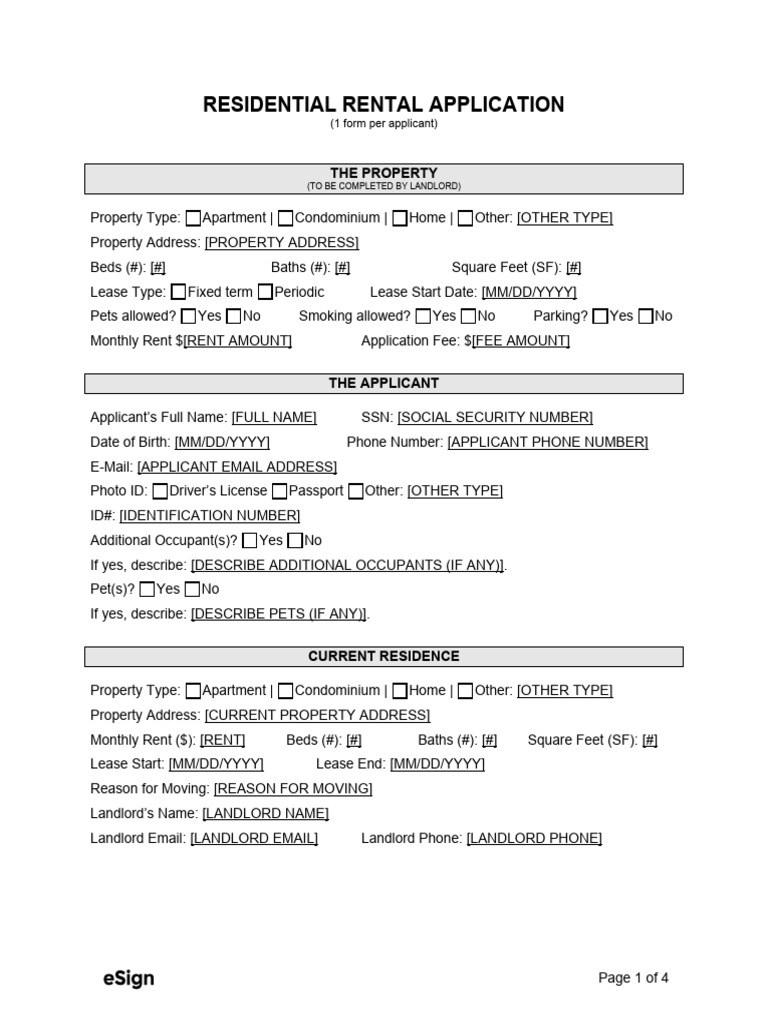 Residential Rental Application Form | PDF | Lease | Landlord