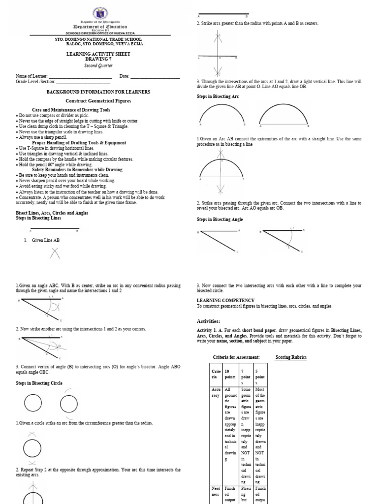 LAS DRAWING-Q2, Bisecting Lines, Arcs, Circles, and Angles | PDF ...