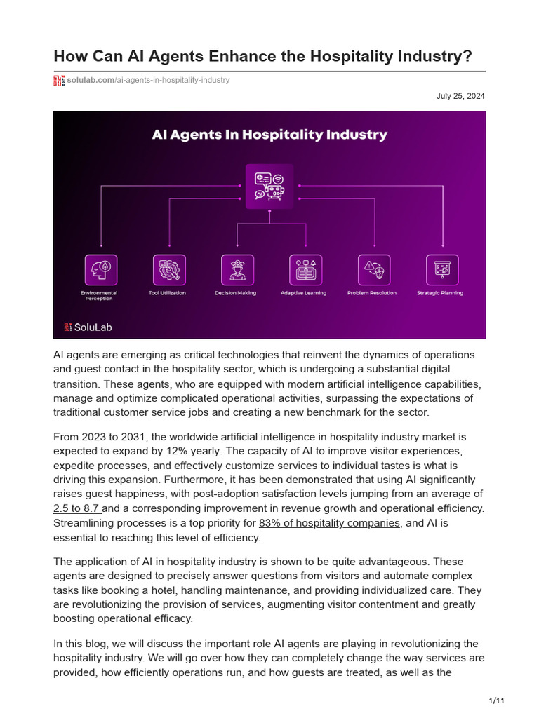 AI Agents Transforming Hospitality Services | PDF | Artificial ...
