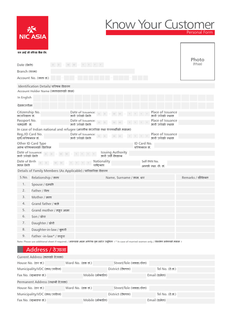 Customer Identification Form Details | PDF | Identity Document ...