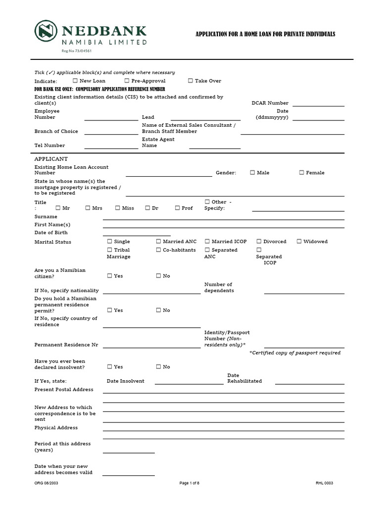 Personal Home Loan Application Form | PDF | Loans | Mortgages