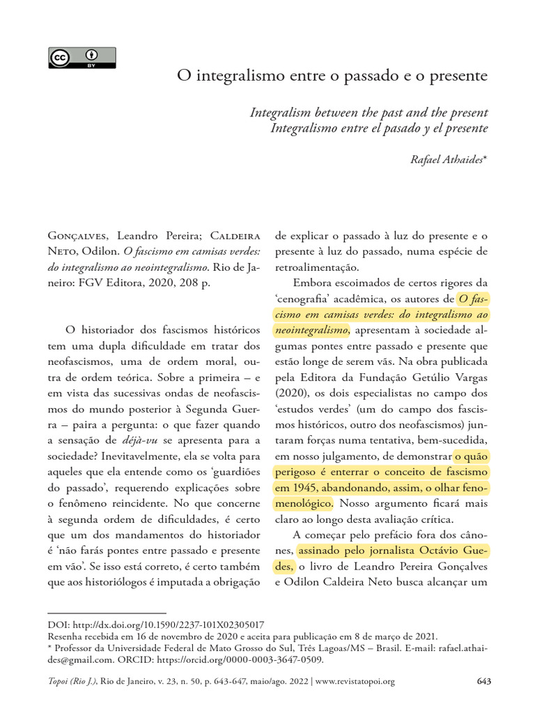 Integralismo: Passado e Presente no Brasil | PDF | Fascismo | Direita ...