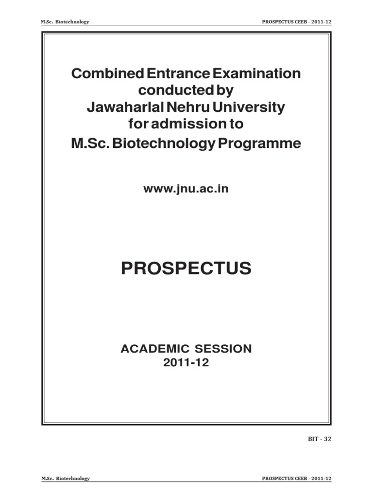 Ceeb Biotech Syllabus And Prospectus Biotechnology