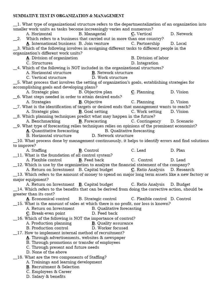 Organization & Management Test | PDF | Employment | Recruitment