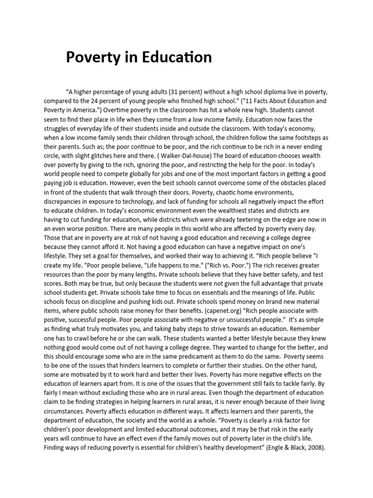 Impact of Poverty on Education Outcomes | PDF | Poverty | Poverty ...