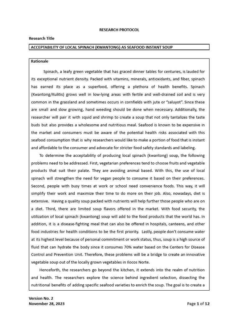 Kwantong research protocol pdf vegetables evaluation