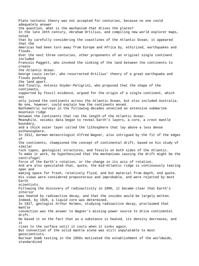 History of Plate Tectonics Development | PDF | Plate Tectonics ...