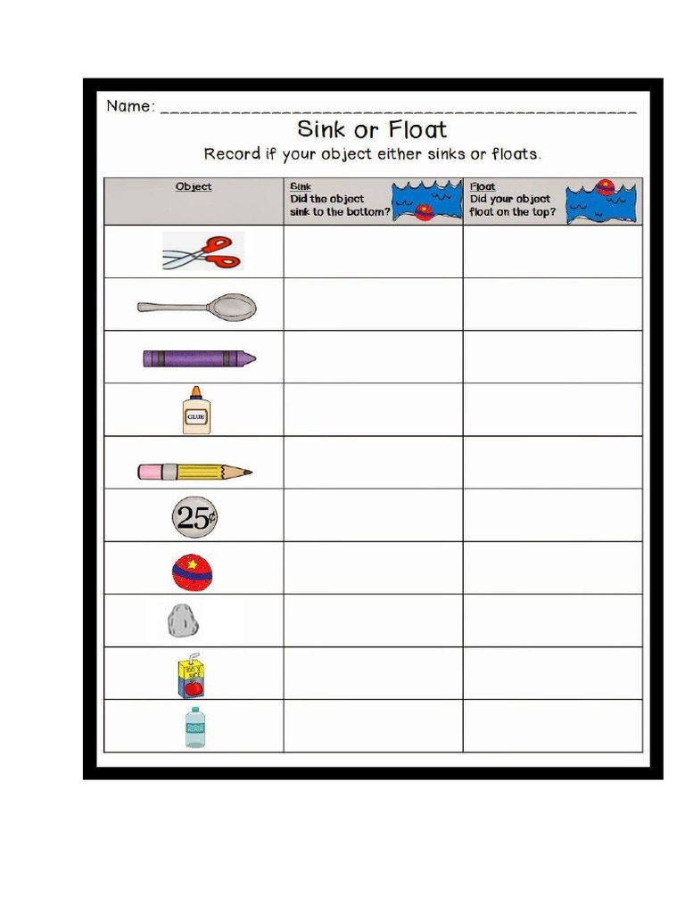 Sink Float PDF