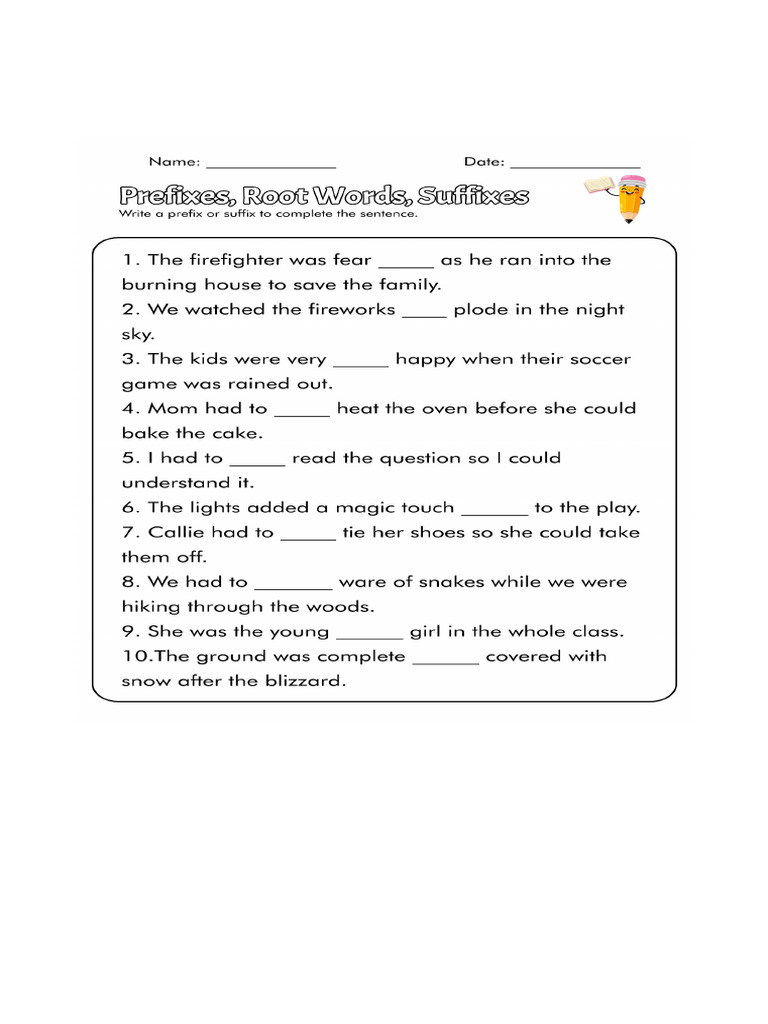 Prefix Suffix Worksheets 2nd Grade 448597.Jpg | PDF