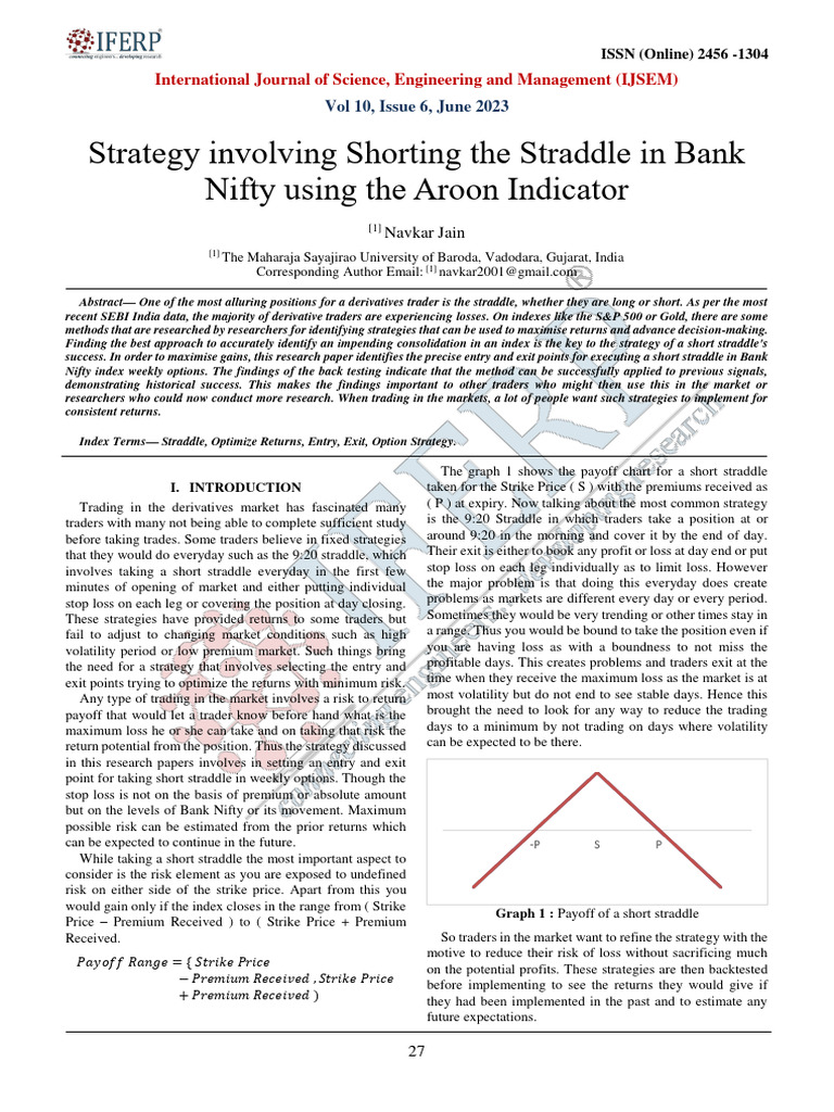 Short Straddle Strategy in Bank Nifty | PDF | Option (Finance ...