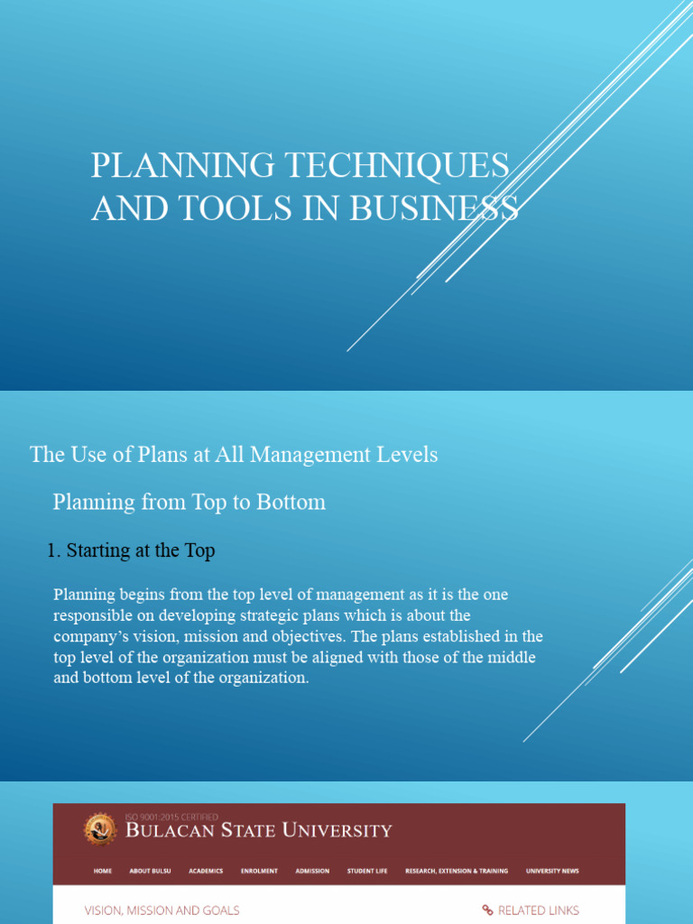 Planning Techniques and Tools in Management | PDF | Goal | Decision Making
