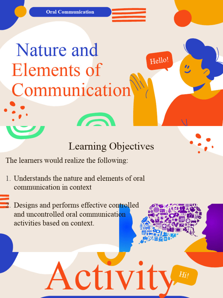 Understanding Oral Communication Elements | PDF | Communication | Cognition